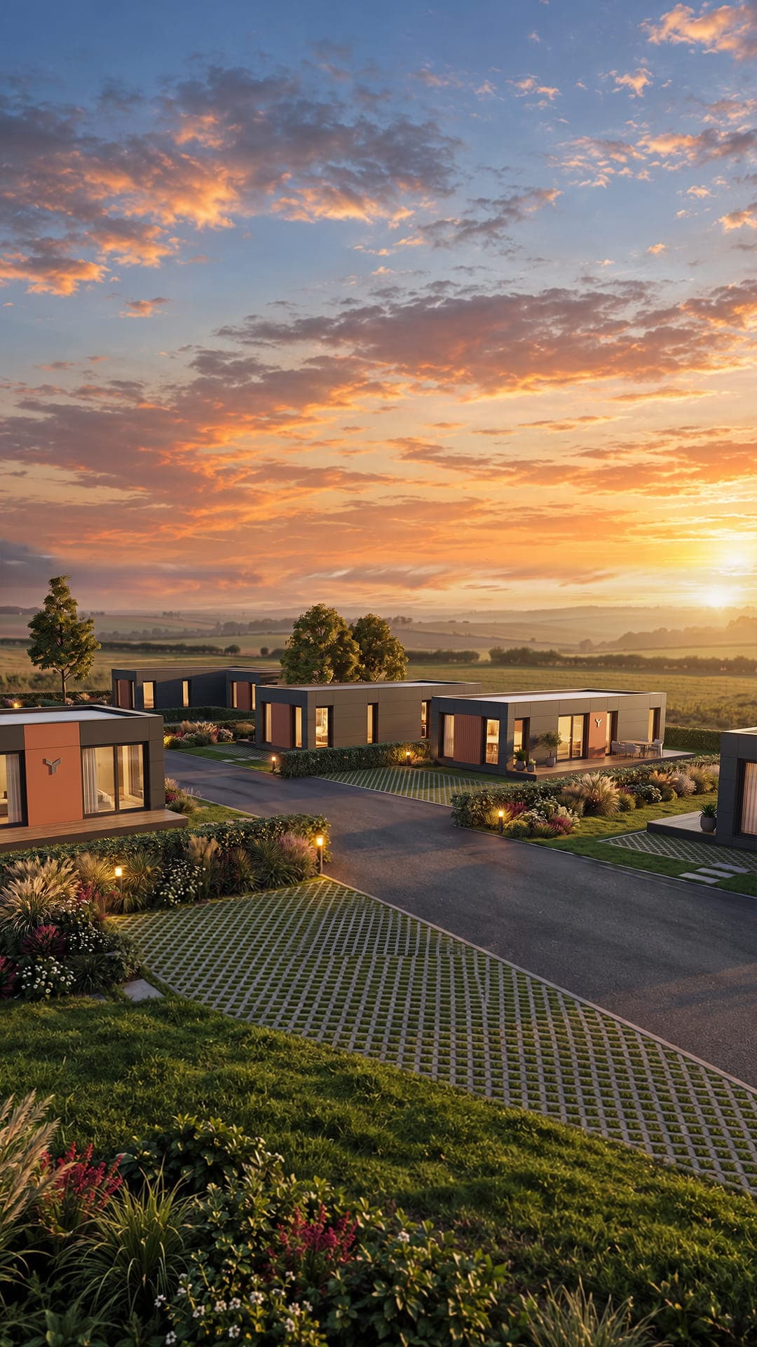 Modular neighbourhood of POP UP homes with shared outdoor community space