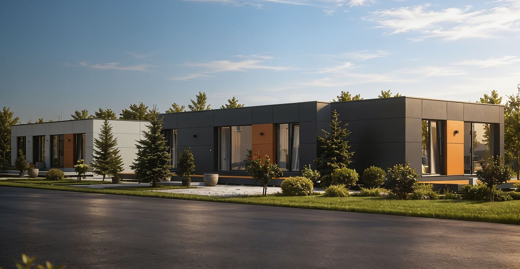 Modular neighbourhood of POP UP homes with shared outdoor community space