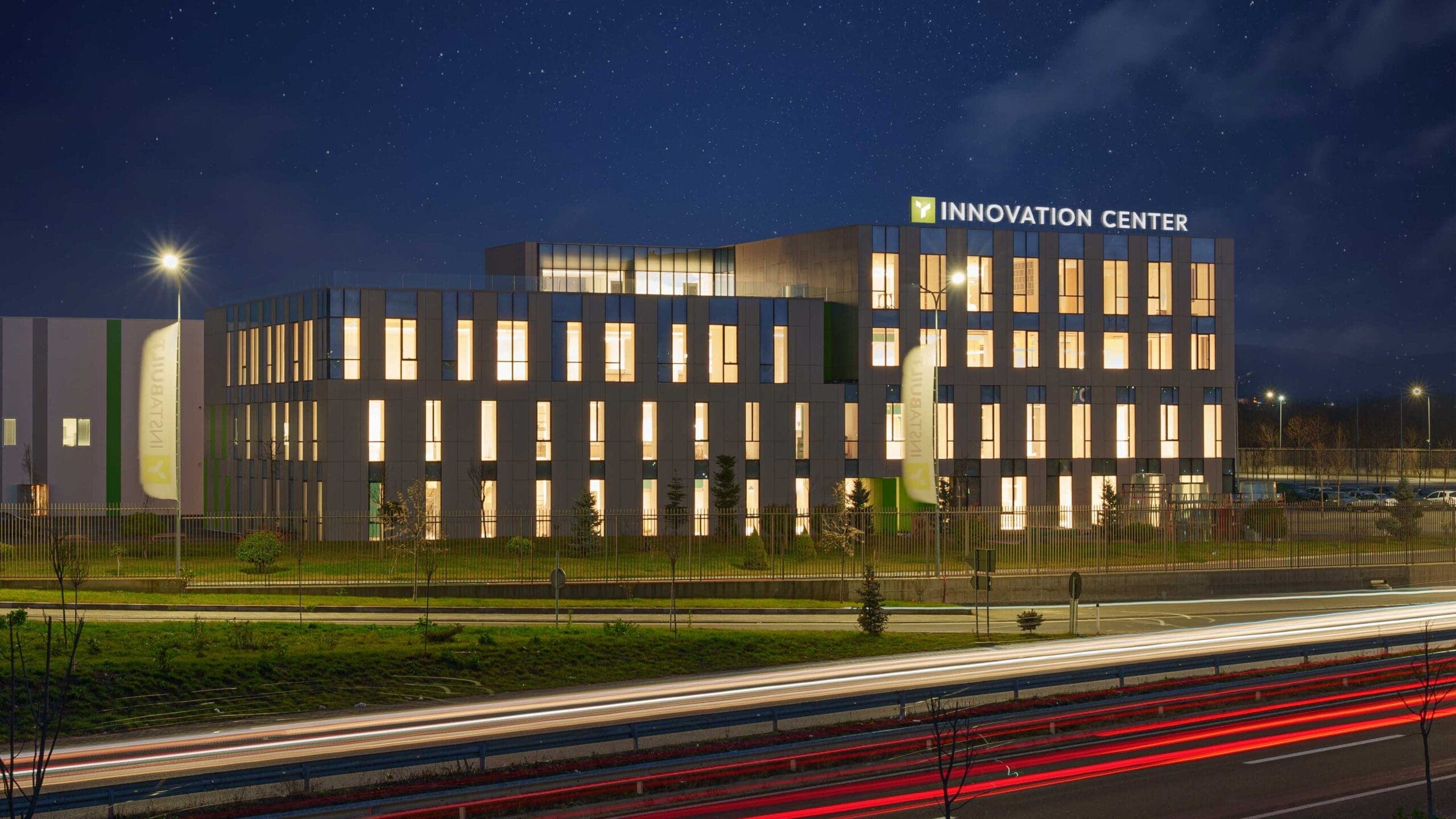 InstaBuilt Innovation Center exterior used as background video poster