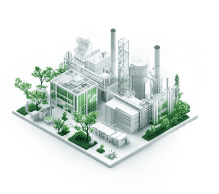 Illustration of Scope 2 indirect emissions from energy use at a factory